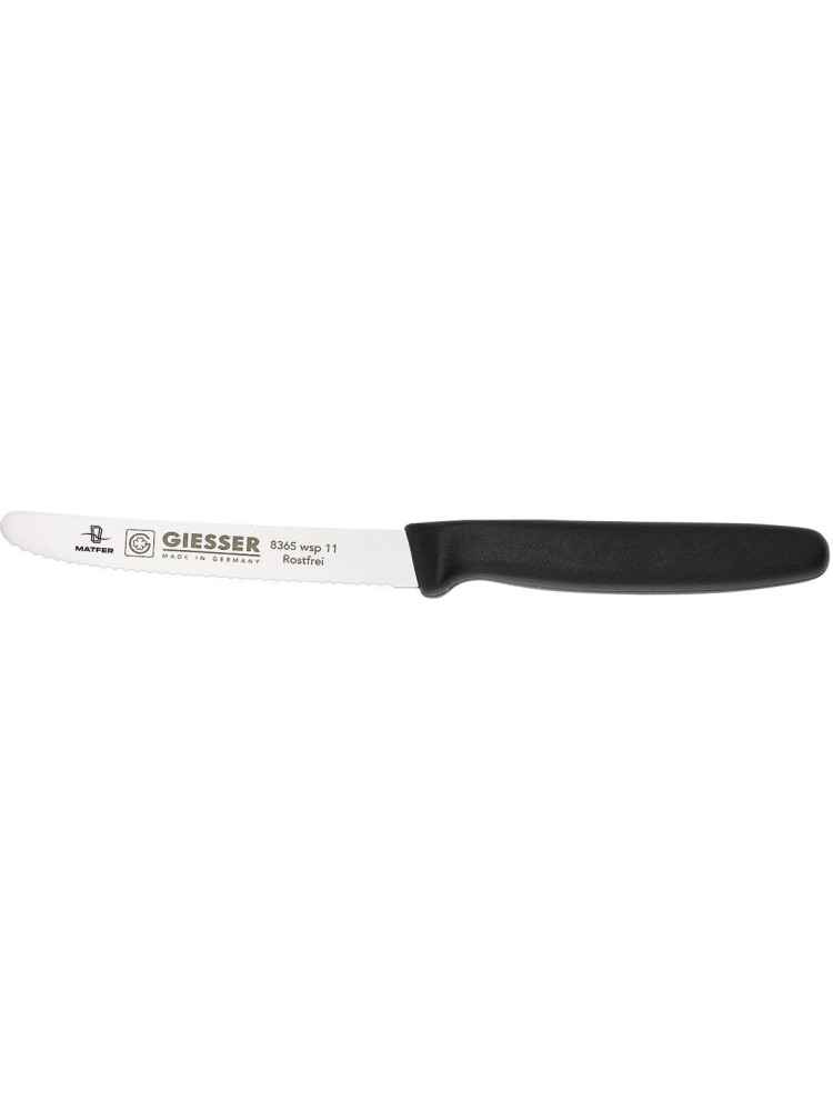 Couteau cranté Giesser manche noir -  Lame 11 cm