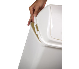 50L garbage can with tilting lid - White plastic