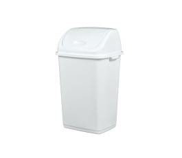 50L garbage can with tilting lid - White plastic