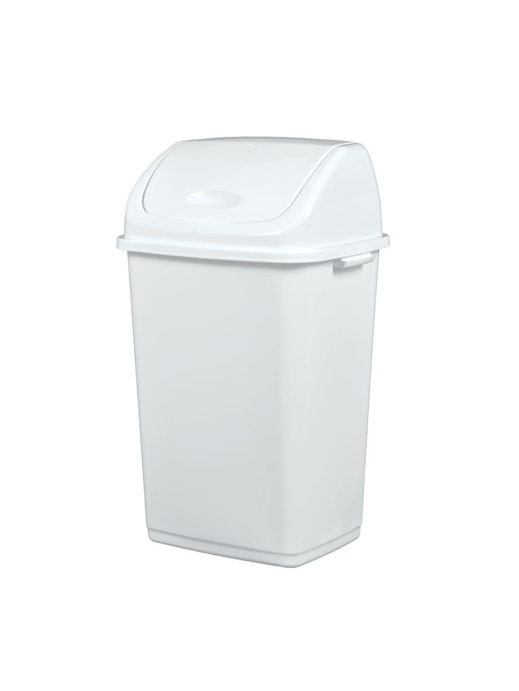 50L garbage can with tilting lid - White plastic