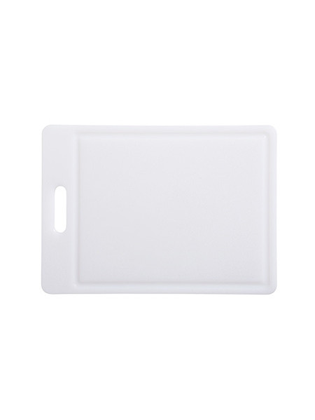 white polyethylene cutting board with channel 35 x 25 cm