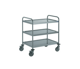 Stainless steel serving cart with 3 trays