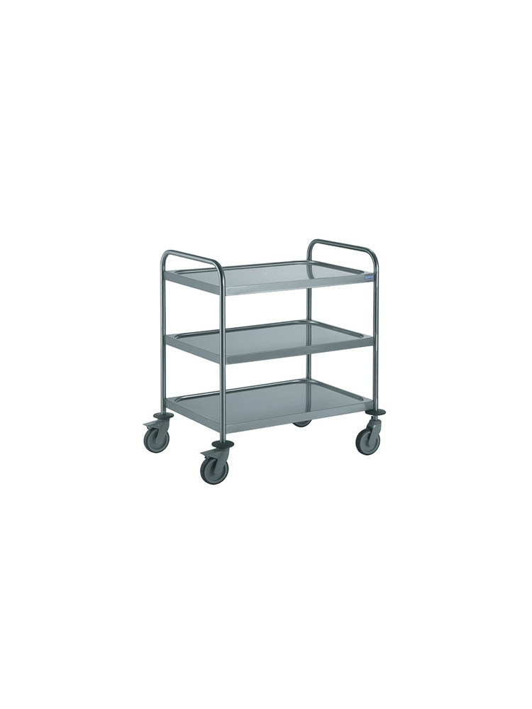 Stainless steel serving cart with 3 trays