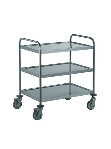 Stainless steel serving cart with 3 trays