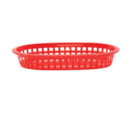 Red polyethylene oval serving basket - 23.5 x 15 x 4 cm