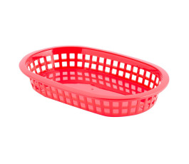 Red polyethylene oval serving basket - 23.5 x 15 x 4 cm