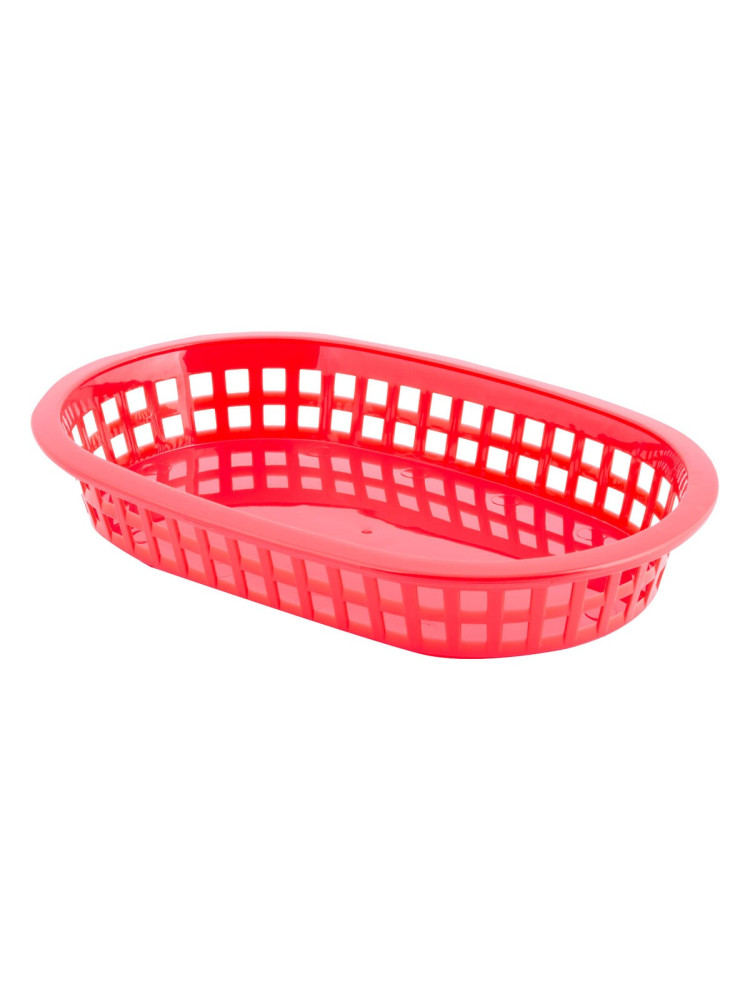 Red polyethylene oval serving basket - 23.5 x 15 x 4 cm