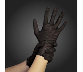 Black powder-free nitrile glove - size S - Box of 100