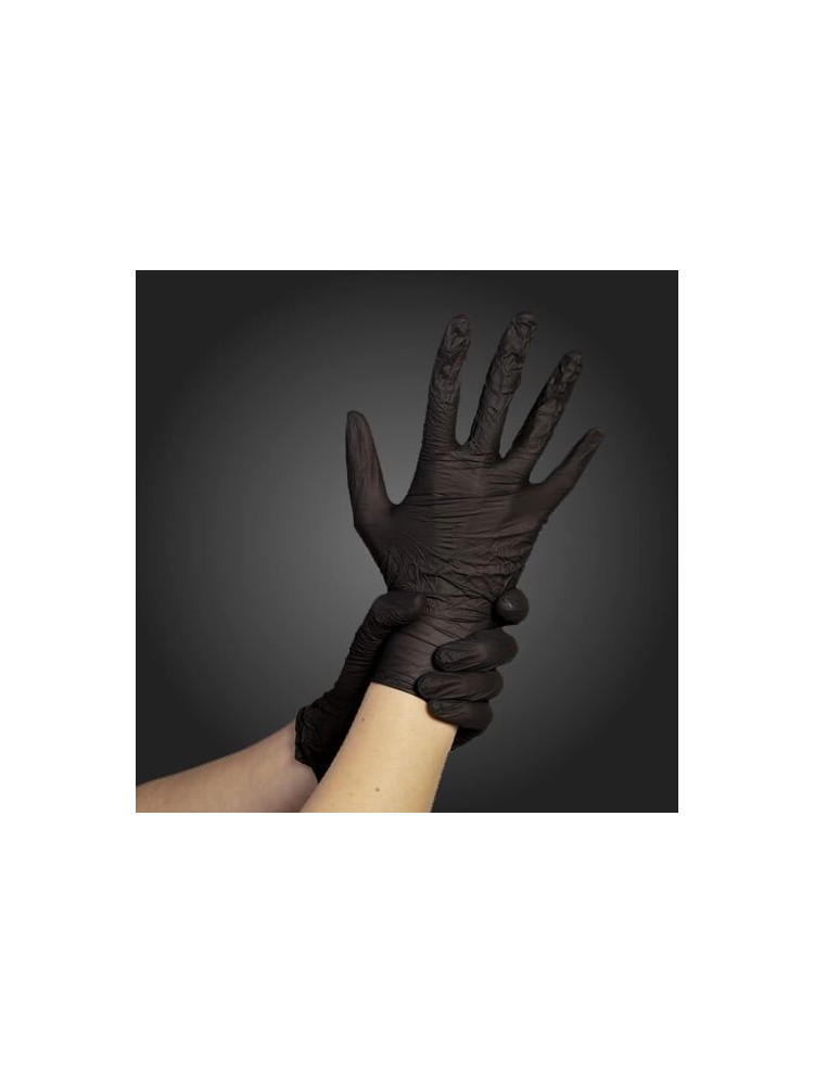 Black powder-free nitrile glove - size S - Box of 100