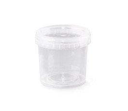 Pot en plastique 400ml avec couvercle blanc vissant