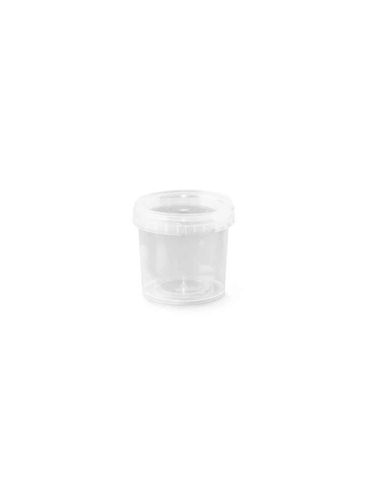 Pot en plastique 400ml avec couvercle blanc vissant