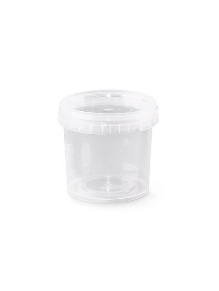 Pot en plastique 400ml avec couvercle blanc vissant