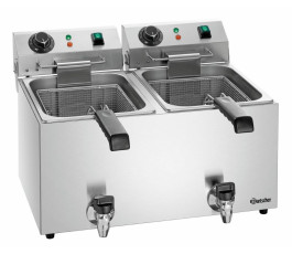 Bartscher double deep fryer with drain tap 2x9L