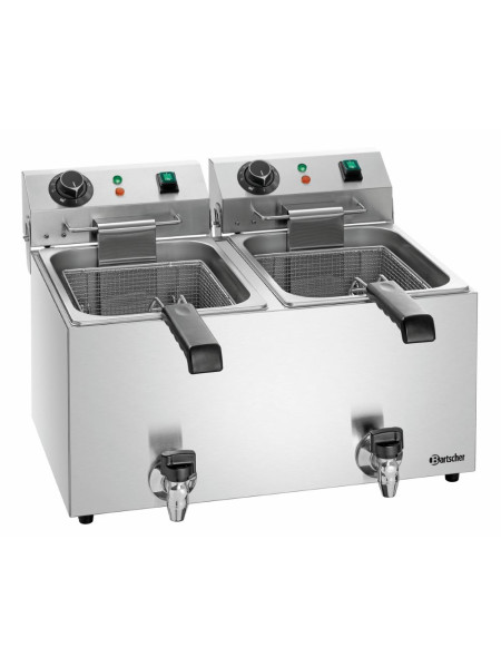 Friteuse Bartscher double cuve avec robinet de vidange 2x9L