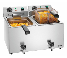 Bartscher double deep fryer with drain tap 2x9L