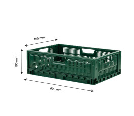 Caisse Gilac empilable pliable verte 600 x 400 mm 36L