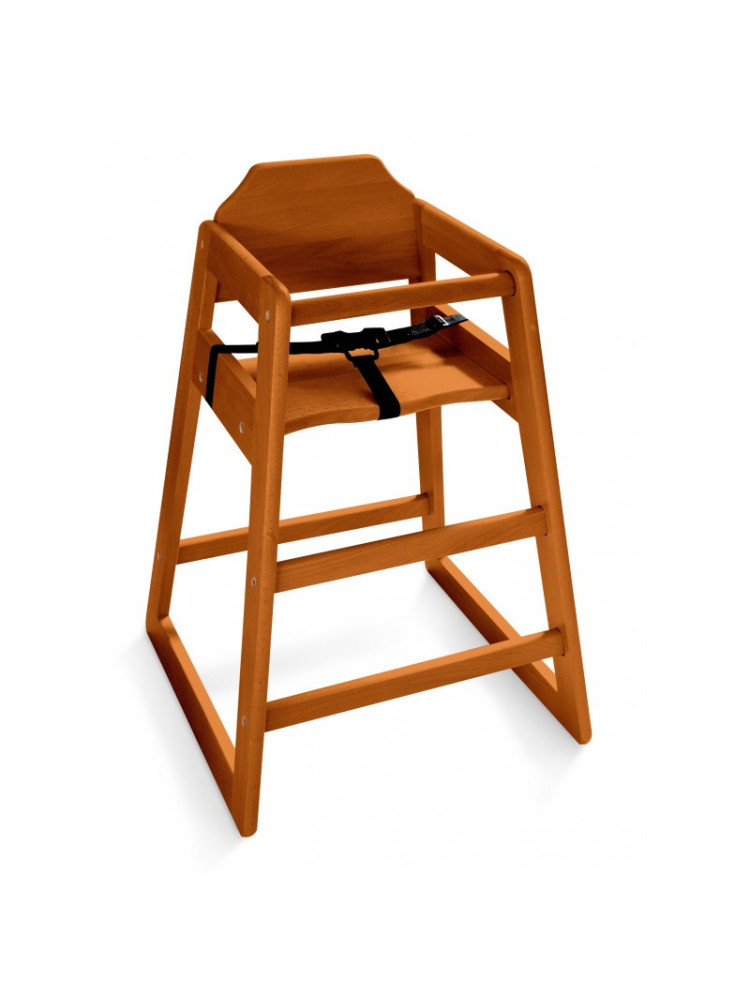 Stackable high chair for children in beech (caramel color)