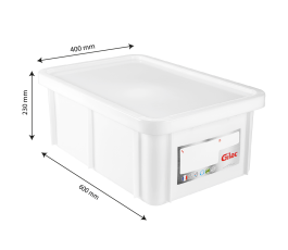 Bac HACCP Gilac 35L blanc rectangulaire avec couvercle