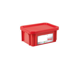 Bac HACCP rouge 12L rectangulaire avec couvercle Gilac