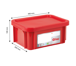 Red 12L rectangular HACCP bin with lid