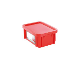 Red 12L rectangular HACCP bin with lid