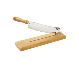 Bread slicer with wooden base and straight blade 25 cm