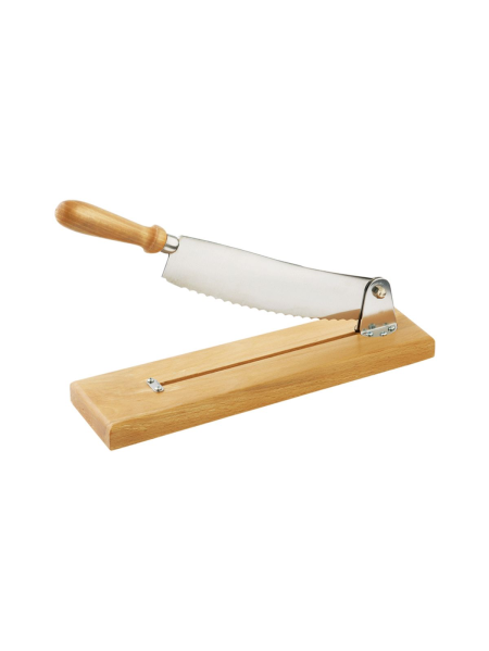 Bread slicer with wooden base and straight blade 25 cm