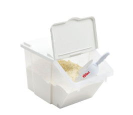 Bread bin with transparent plastic lid