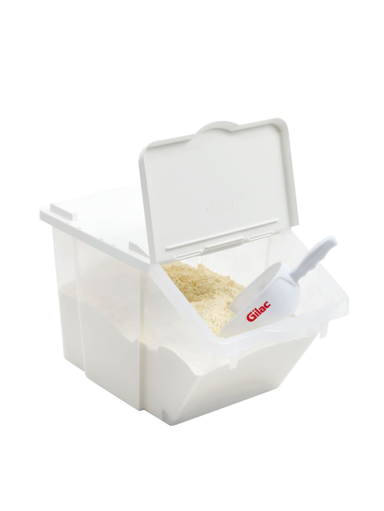 Bread bin with transparent plastic lid