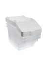 Bread bin with transparent plastic lid