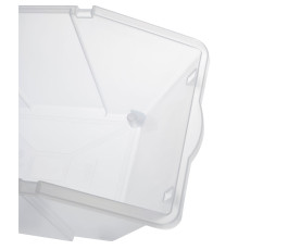 Bread bin with transparent plastic lid