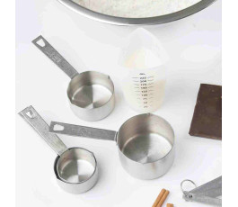 Lot de 4 tasses à mesure inox TableCraft - Ustensiles de cuisine professionnelle