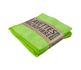 Lavette microfibre lavable tissée verte 38x38cm 220gr - Lot de 5