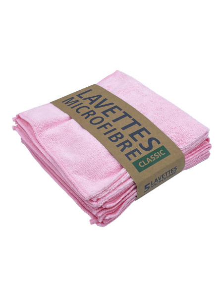 Pink woven microfiber cloth 38x38cm - Set of 5