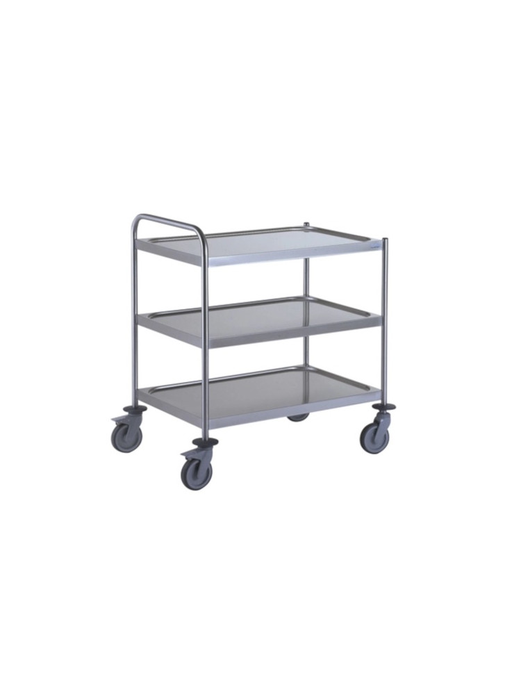 Stainless steel serving cart with 3 trays