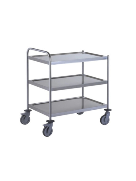 Stainless steel serving cart with 3 trays