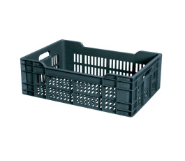 Grey plastic openwork crate without lid - 40 L - 60 x 40 x 20 cm