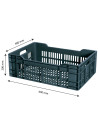 Grey plastic openwork crate without lid - 40 L - 60 x 40 x 20 cm