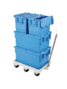 Bac spécial assiettes avec couvercles bleu plastique Gilac - 55L - 60x40 x31.5cm