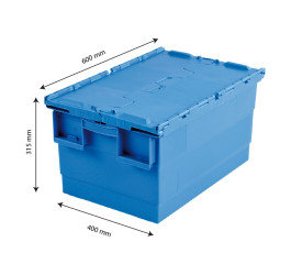 Special plate bin with blue plastic lids - 55L - 60 x 40 x 31.5cm