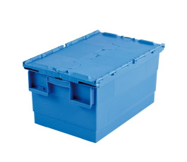 Bac spécial assiettes avec couvercles bleu plastique - 55L - 60 x 40 x 31.5cm