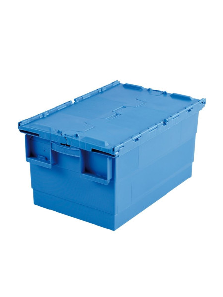 Bac spécial assiettes avec couvercles bleu plastique Gilac - 55L - 60x40 x31.5cm