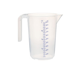 Pitcher graduated, with spout and handle, made of translucent polypropylen.