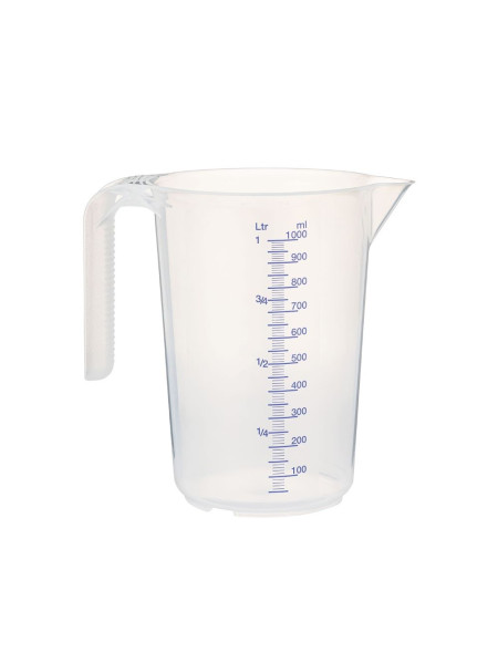 Pitcher graduated, with spout and handle, made of translucent polypropylen.
