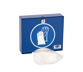 Distributeur bleu de gants à salade