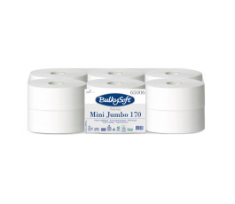 White toilet paper wadding mini jumbo cellulose 34 x 8.30 cm - Set of 12