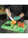 Green cutting board, anti-slip corners, with hook
