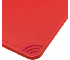 Red cutting board, anti-slip corners, with hook