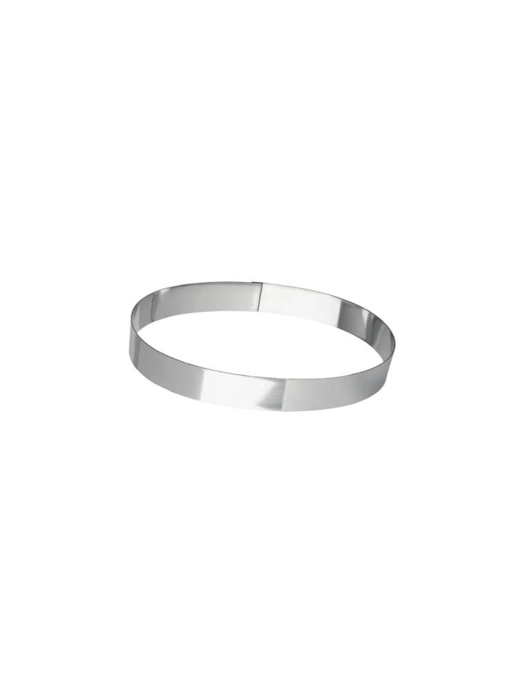 Stainless steel oval dessert rings 23 cm height 3.5 cm