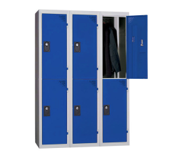 Multi-compartment locker - 3 columns 2 compartments blue